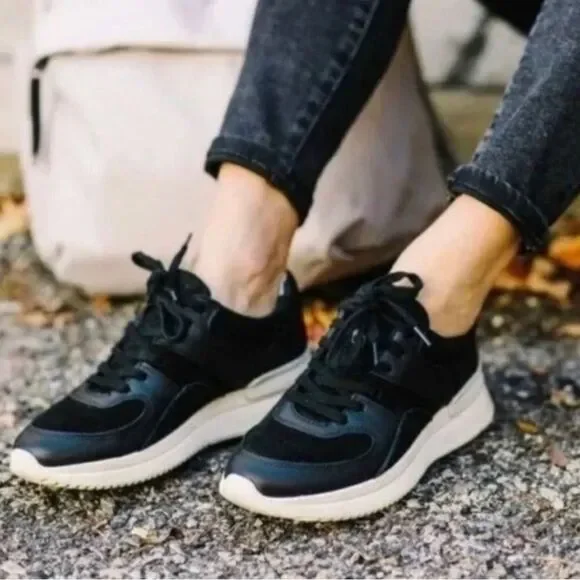 EVERLANE O By Everlane The Leather Trainer Sneaker Women Shoes Black Sz7 - Picture 3 of 12